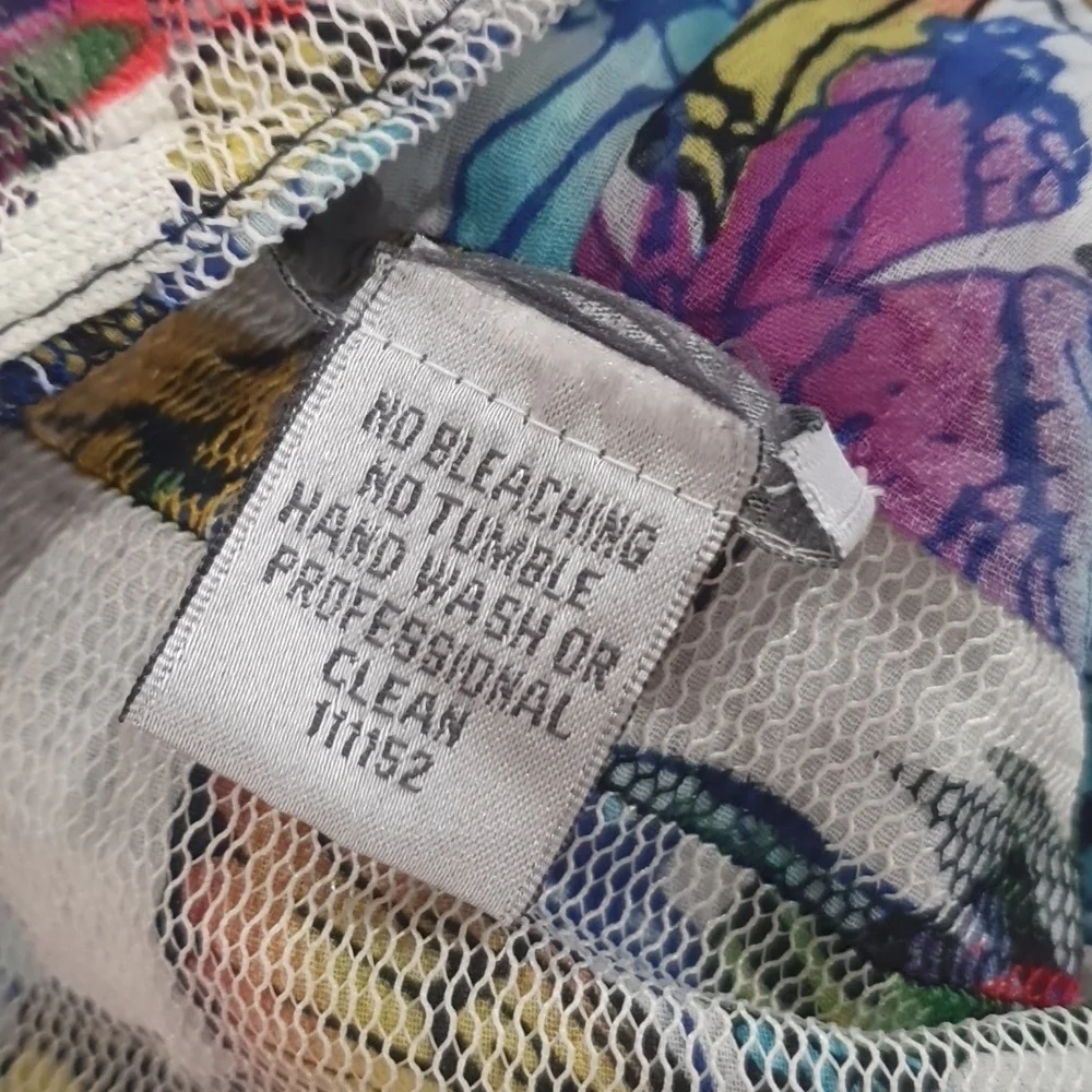 Alberto Makali Size S (approx 10) Butterfly Printesh Long Sleeve Top - Picture 8 of 9